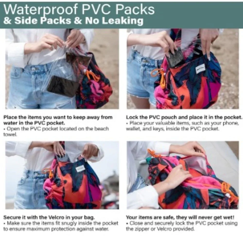 2-in-1 Multi-Functional Turkish Beach Towel Convertible into Beach Bag